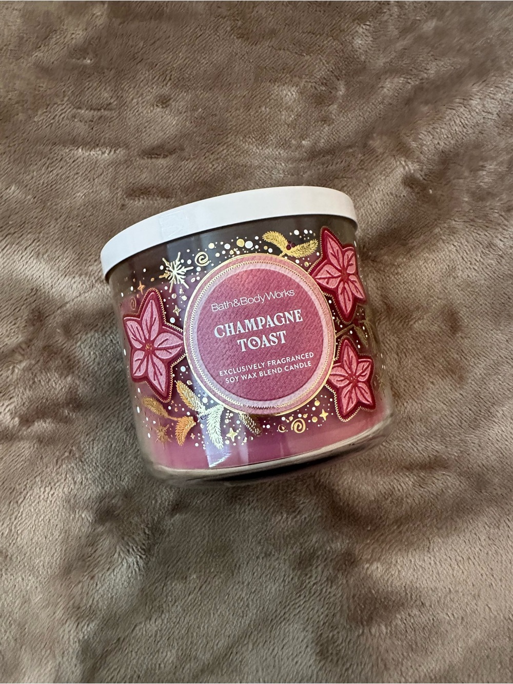 Bath & Body Works Champagne Toast Decorative Pink & Gold 3-Wick Candle